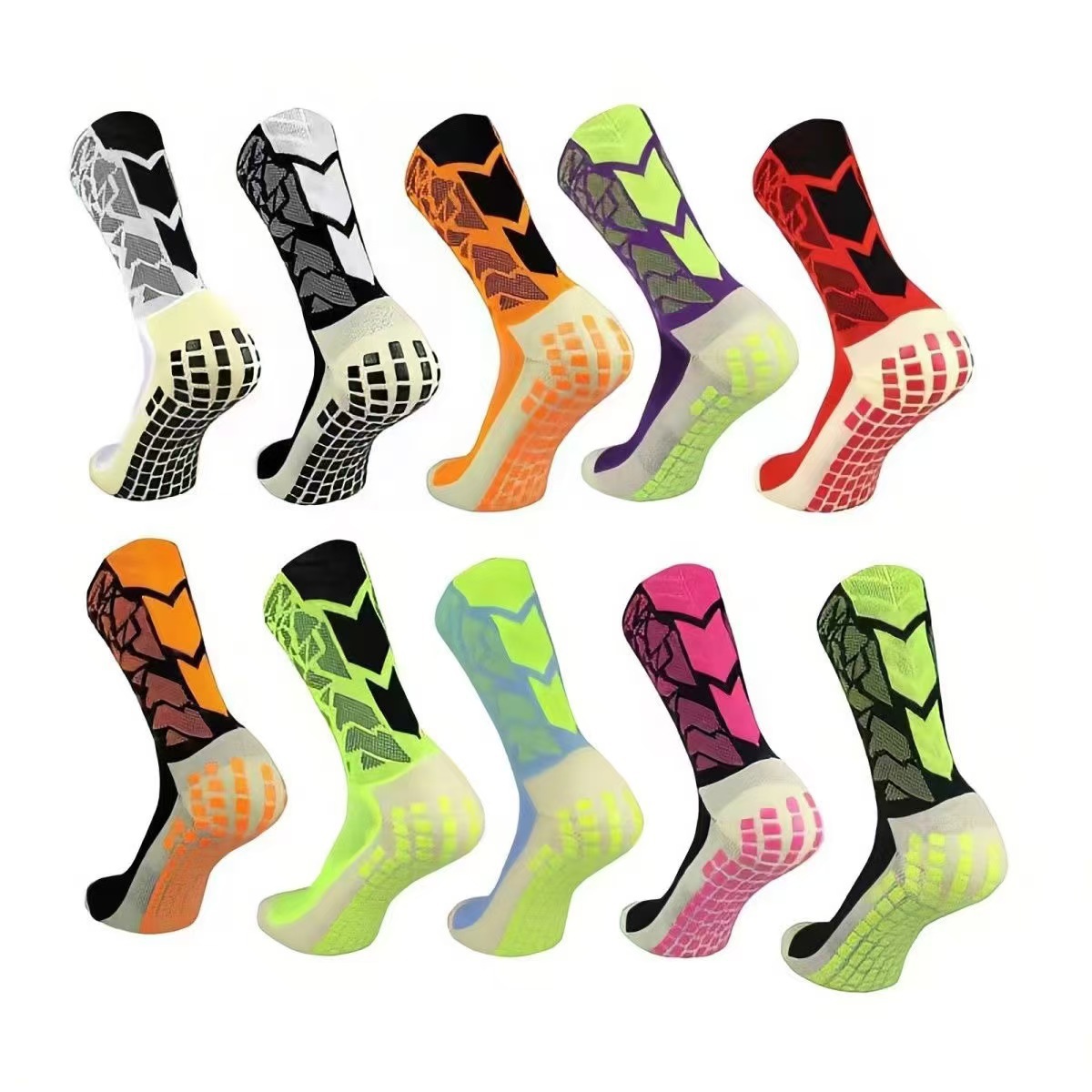 Color Football Sports Socks Middle Tube Non-slip Competition Training Outdoor Thickened Towel Bottom Running Sports Socks for Men