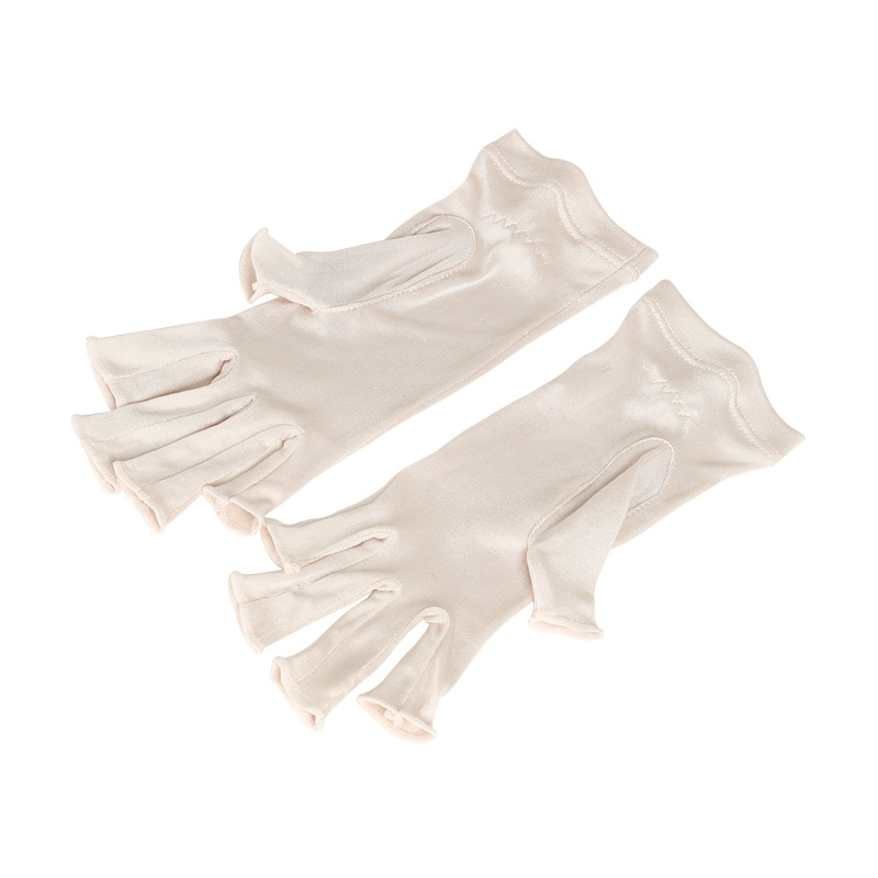 Picture of Huaye Silk Half-Finger Sun Protection Gloves for Men and Women with Touch Screen and Non-Slip 100% Mulberry Silk Fabric Thin Skin Care Gloves