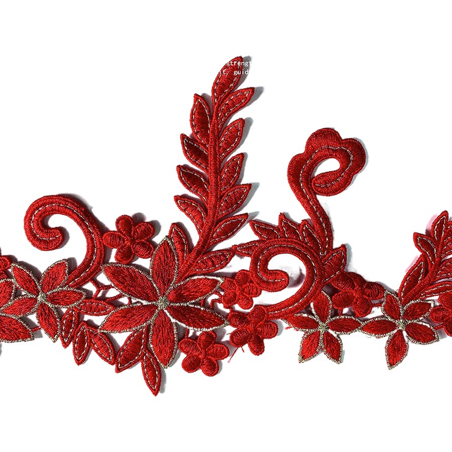 New Chinese-style Lace Sticklish Beauty Feeling Leaf Clothing All-match Embroidery Fine Thread Machine Embroidery Flower Bar Code Lace