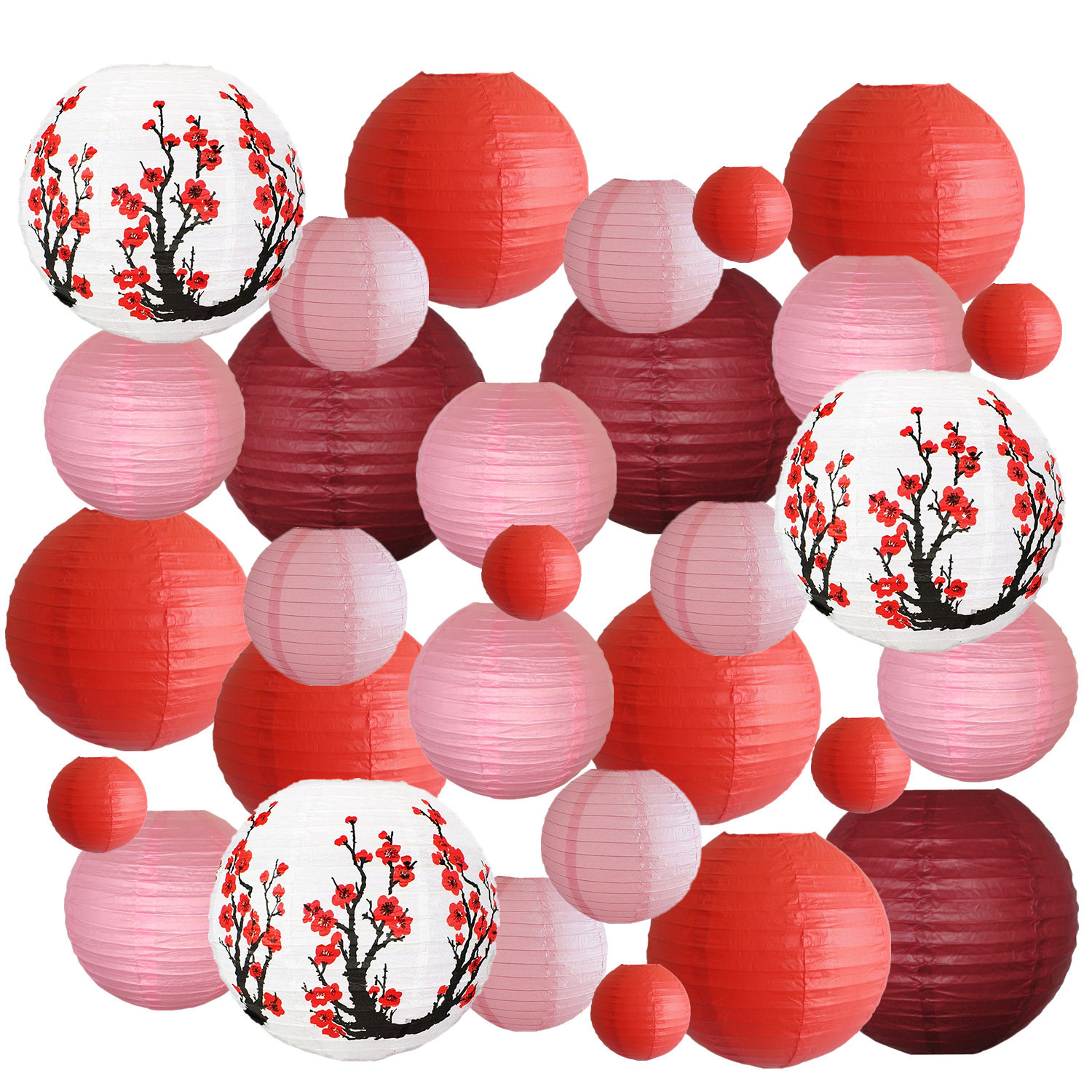 Picture of Spring, Summer, Autumn and Winter Colorfulful Paper Lanterns Round Foldableable Paper Art Combination Set Hanging Lanterns