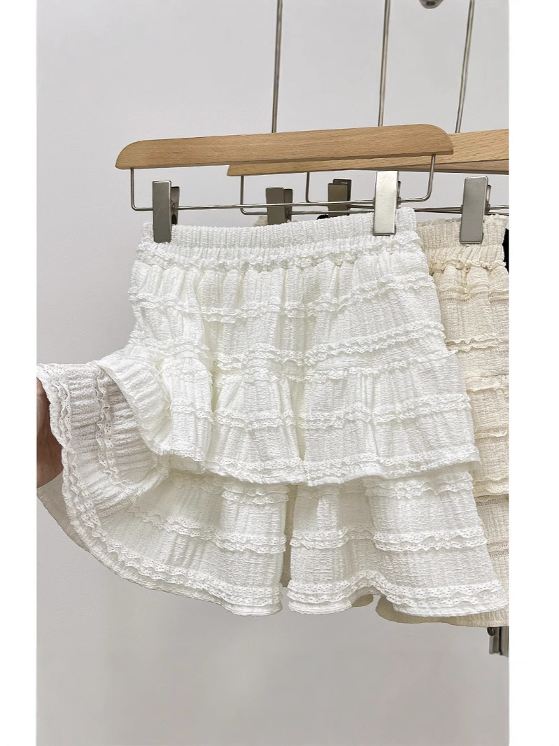 Short Skirt Cake Sweet a Spring & Fall High-Waisted Tutu Skirt for Small Women White Ruffled Anti-Exposure Skirt