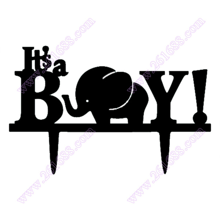 It's a boy acrylic cake card small elephant cake card creative cake decorations