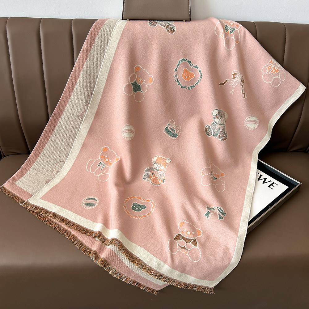 Picture of Cartoon Cute Cat Double-Sided Double-Wearing Imitation Cashmere Women's Winter Thickened Warm Neck Shawl Student Soft