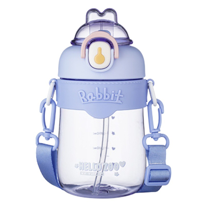 Cute Rabbit Plastic Cup High-value Girl's Cross-body Kettle Outdoor Portable Student Girl's Child Straw Cup