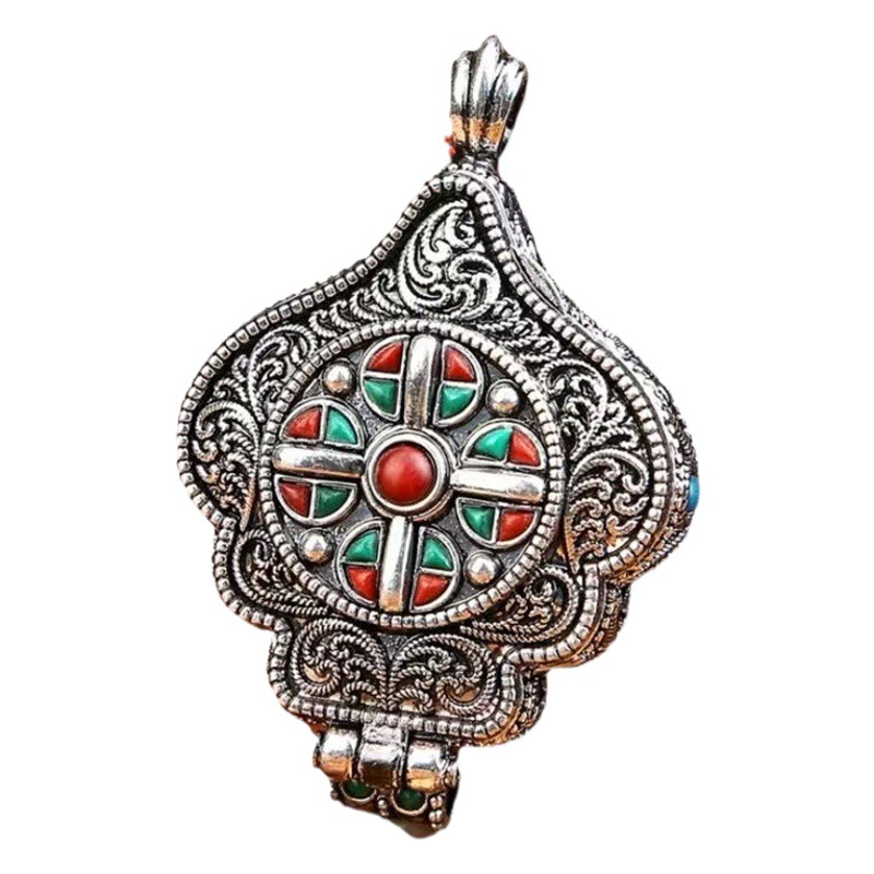 Xizang Handmade Openable Xizang Ethnic Style Gawu Box Style Personalized Necklace Pendant Sweater Chain Gawu Girl