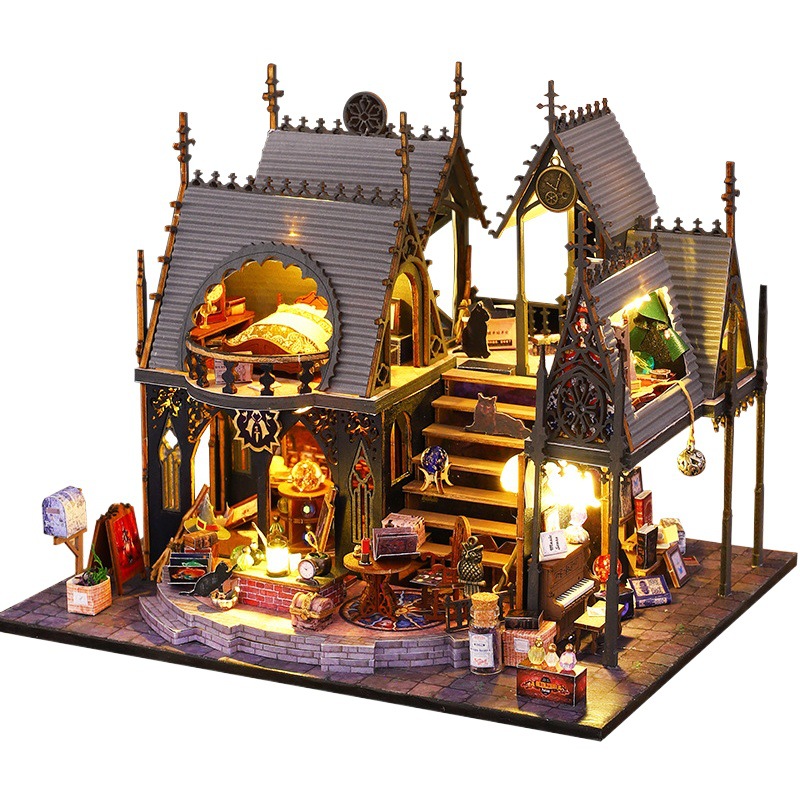 Jiate diy Cabin Luna Magic House Handmade Assembled Model Villa Decoration Creative Heart-Walking Gift for Men and Women