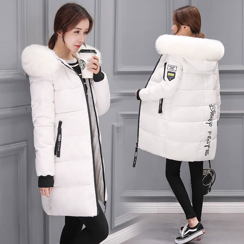Women's Mid-Length Cotton Outwear, Slim Fit Cotton Outwear, Large Size, Large Fur Collar, Thickened Large Size Cotton Jacket, Trendy Wholesale