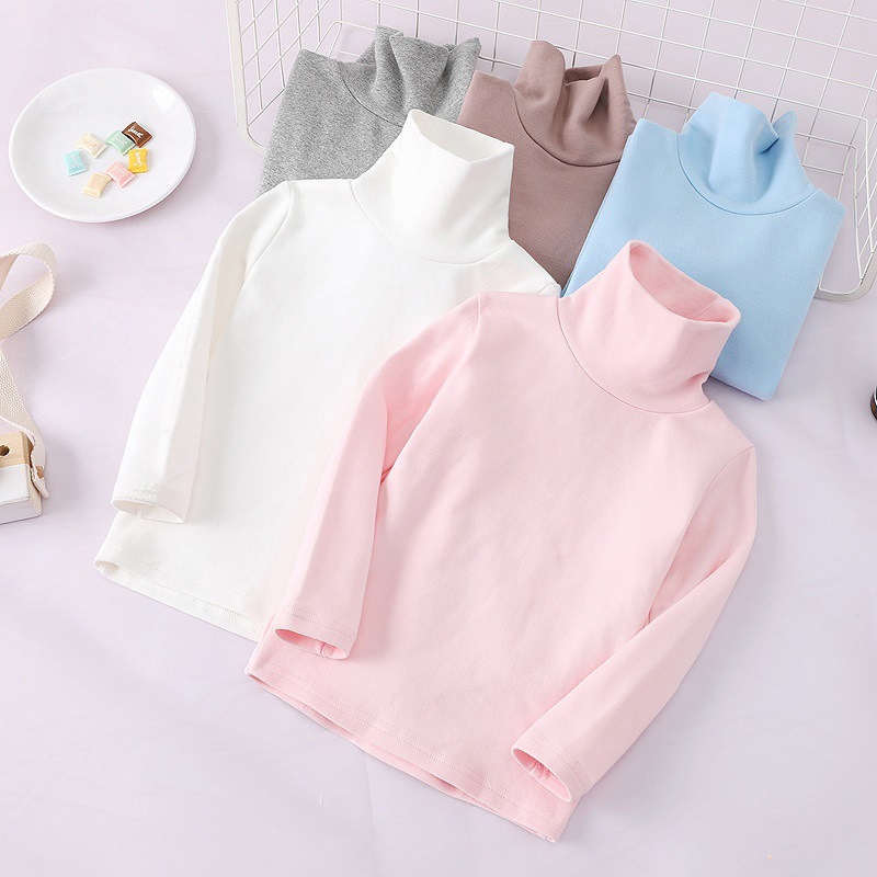 Children's High Collar Bottoming Shirt Autumn and Winter Pure Cotton White Girls' Bottoming Clothes Boys' Inner Top Girls' Autumn Clothes