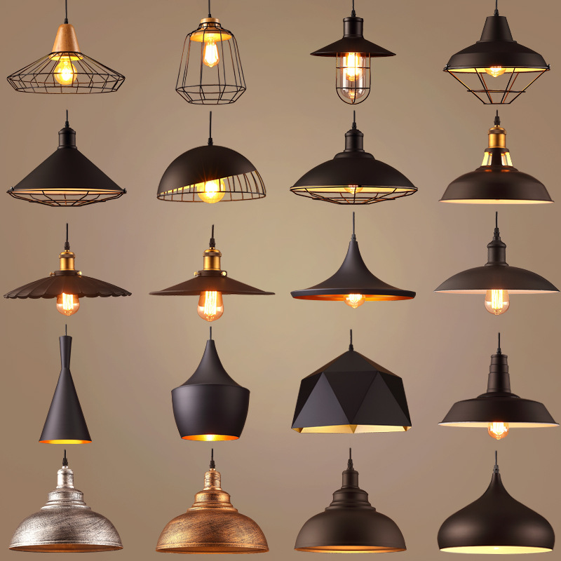 Loft Creative Single-Head Iron Pot Lid Simple Restaurant Lamp American Retro Scandinavian Industrial Style Dining Table Lamp Chandelier