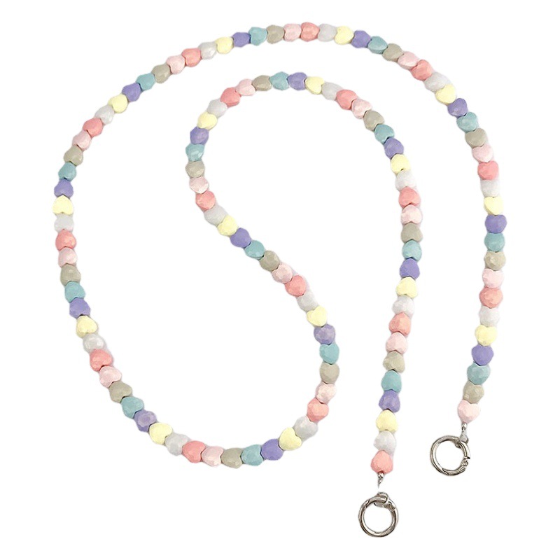 Yilian new colorful love crossbody chain bag shoulder strap lanyard pendant drop-resistant mobile phone chain beaded handmade ornaments