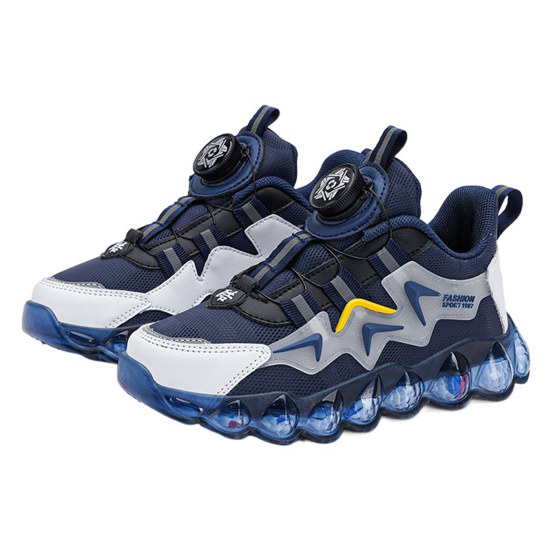 Sneakers Children's Torre Shoes Boys Rotating Button 2024 Breathable Middle and Large Children's Shoes New Spring and Autumn Students