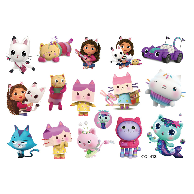Picture of Gabby's Toy House Cartoon Tattoo Stickers Children's Tattoo Stickers Birthday Party Tattoo Stickers Disposable Water Transfer