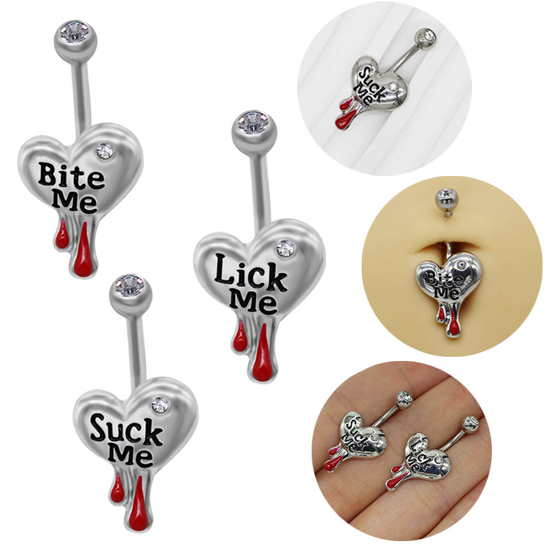 Gabe Europe and the United States cross-border English letters belly button ring heart-shaped navel ring puncture navel nail navel jewelry puncture crafts