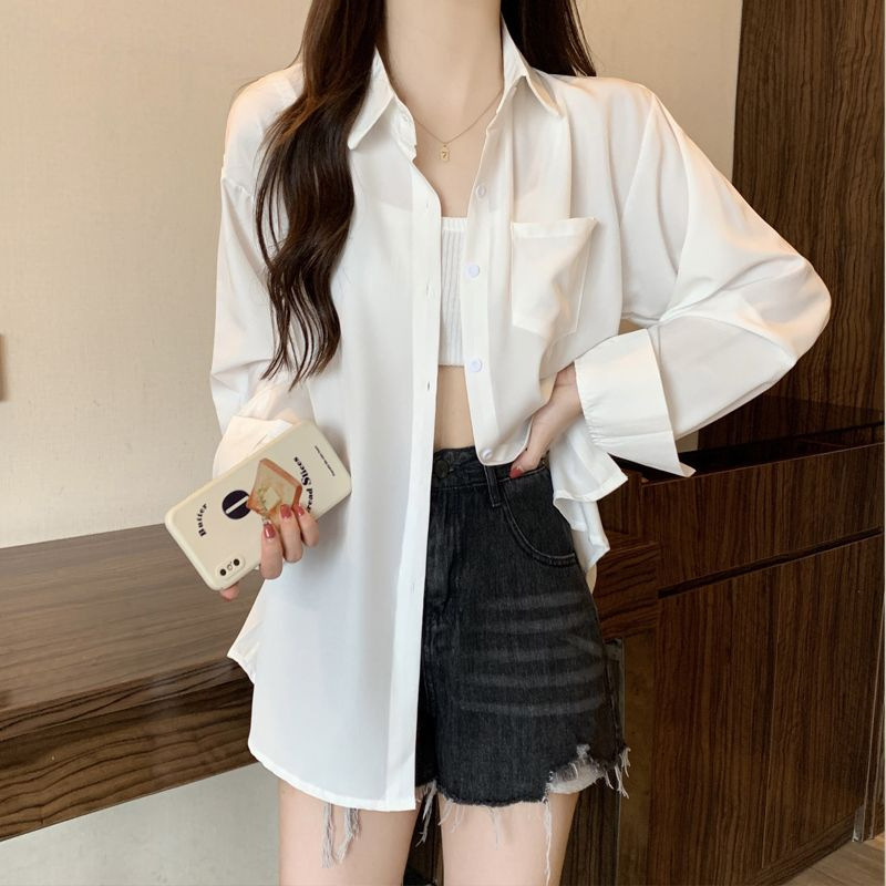 Picture of jk uniform shirt women's long-sleeved white Basic spring and autumn Japanese base shirt college style all-match top