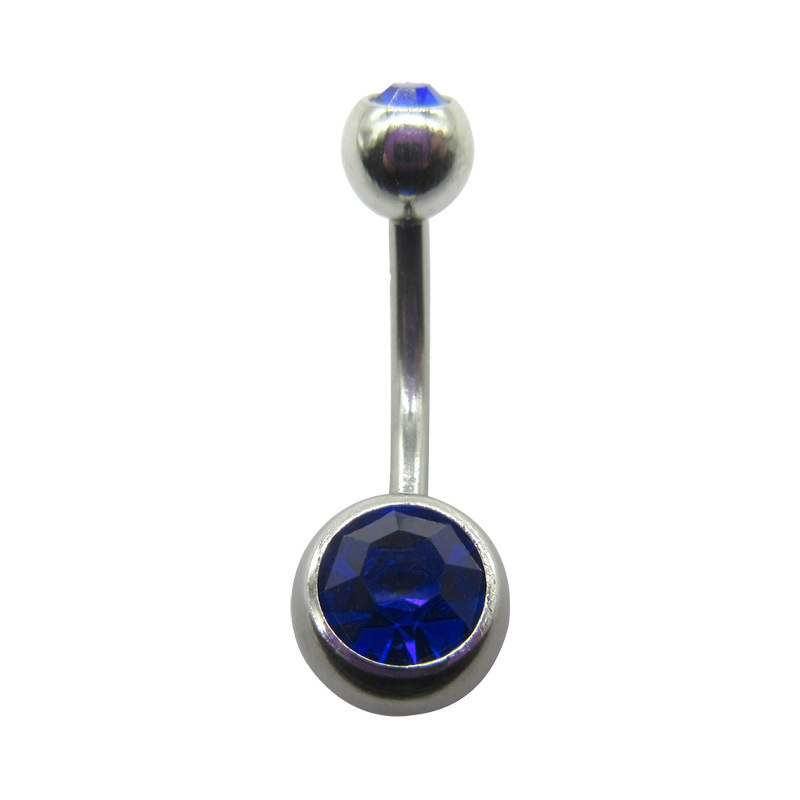 Picture of Meier Stainless Steel Double Diamond Umbilical Ring with Diamond Navel Buckle Cross-border Human Puncture Jewelry with Diamond Navel Nail