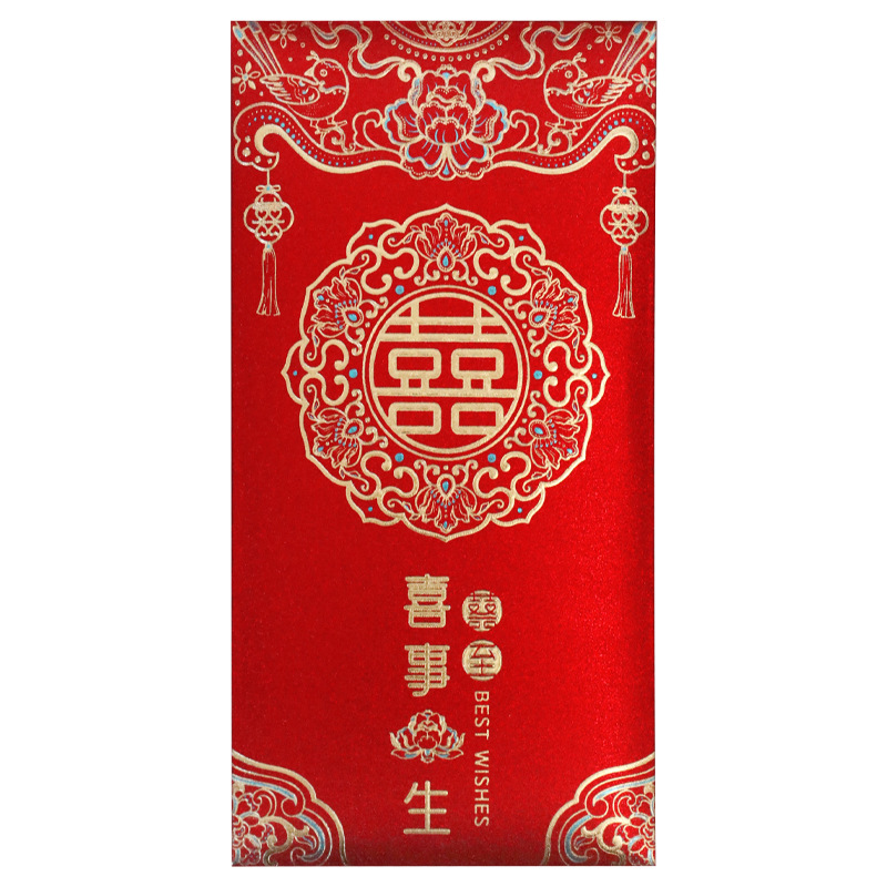 Picture of Wedding supplies wedding red envelope golden onion happy word hot stamping red envelope wholesale profit is the wedding red envelope bag change happy bag