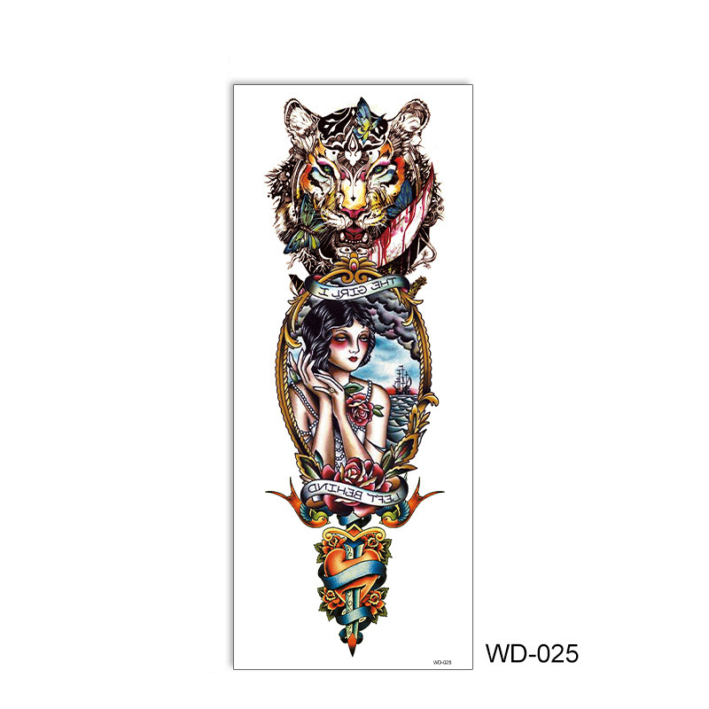 Picture of Full Arm Tattoo Sticker Cross-border New Waterproof Sweat Simulation Cross Buddha Black and White Colorful Personality Full Arm Temporary Tattoo