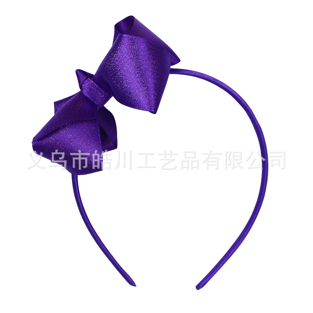 Picture of Haochuan 508 European and American Bow Hair Band Gold Weft Band 4inch Children's Ribbon Hair Band Plain Girl Fashion Hair Accessories