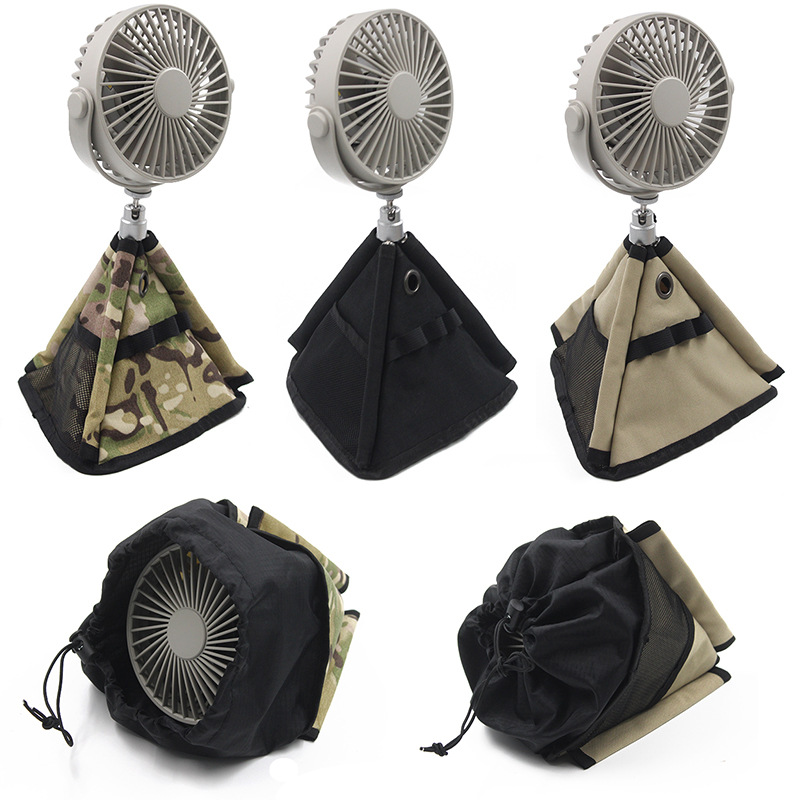 Spot Korean Hot-Selling Tripod Fixed Fan Cosmetics Bag Camouflage Canvas Summer Camping Style Tool Cosmetics Bag