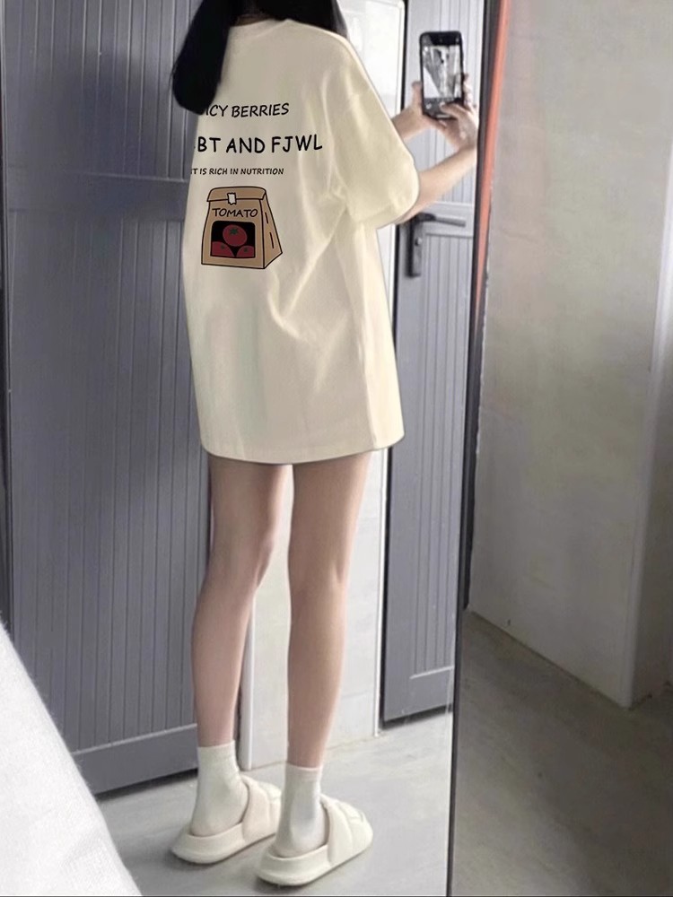 Summer Small Loose X Summer T-shirt Shoulder Short-sleeved White T-shirt Women's 2024 New Style Chic Half-sleeved Top