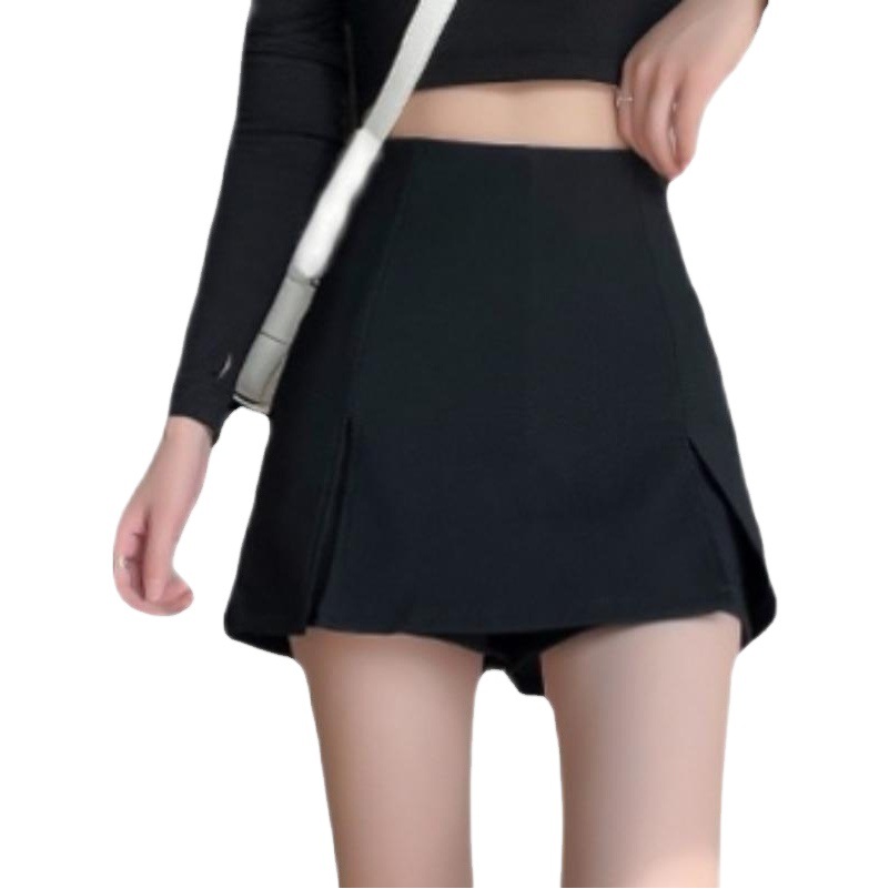 Summer Irregular Split Skirt Design Sense Niche Korean-style All-match Slim-fit Leather Hip Skirt Black Skirt for Women