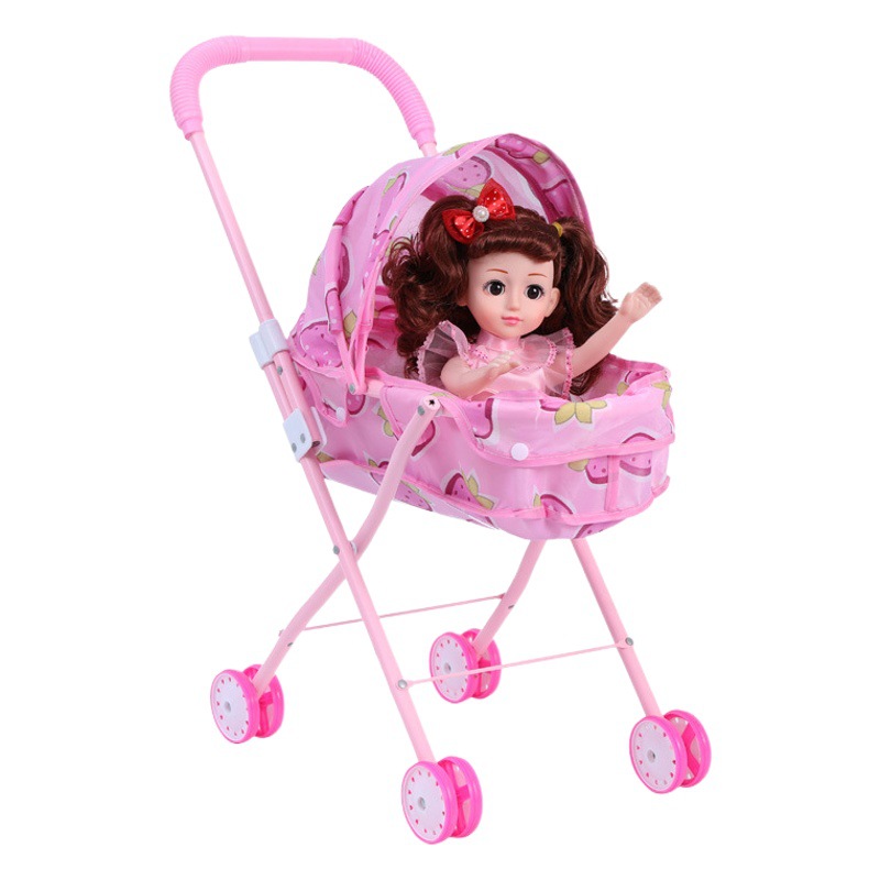 Children's stroller toy with doll baby baby girl girl play house iron rod shopping cart factory wholesale