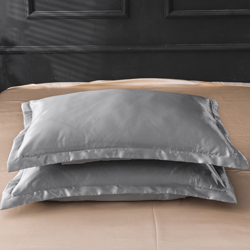 Picture of Summer solid color double-sided washed Ice Silk four-piece set silky color matching quilt cover sheets foreign trade cross-border bedding wholesale