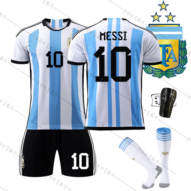 Picture of 2022 World Cup Champion Edition Argentina Home New Samsung Jersey Messi No. 10 Di Maria Football Jersey