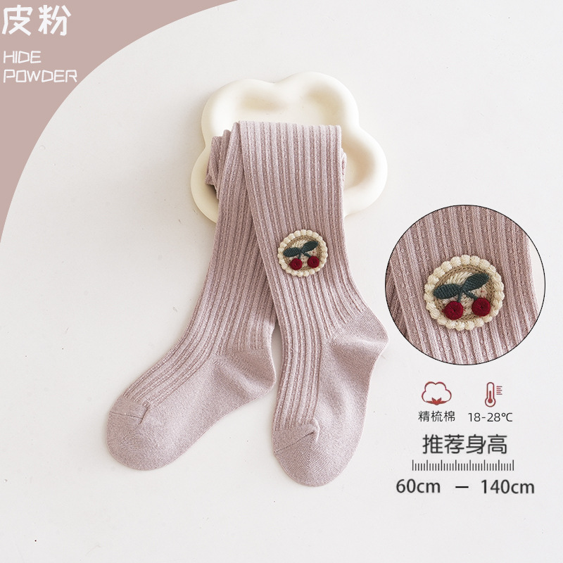 Picture of Baby pantyhose children's leggings 2023 spring and summer a cherry combed cotton baby bottoming socks spot wholesale