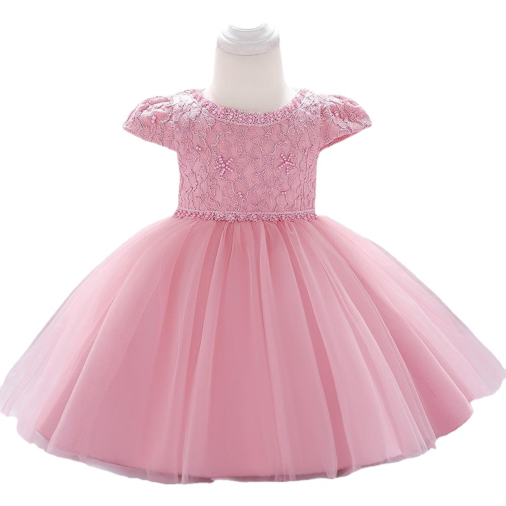 Foreign Trade Infant One-Year-Old Dress, Girl's Lace Mesh Princess Puffy Dress, Baby Birthday European and American Style