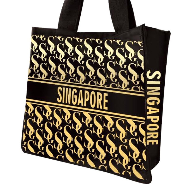 In stock bronzing canvas bag three-dimensional side zipper bag business travel Fashion Light luxury canvas bag portable tote bag