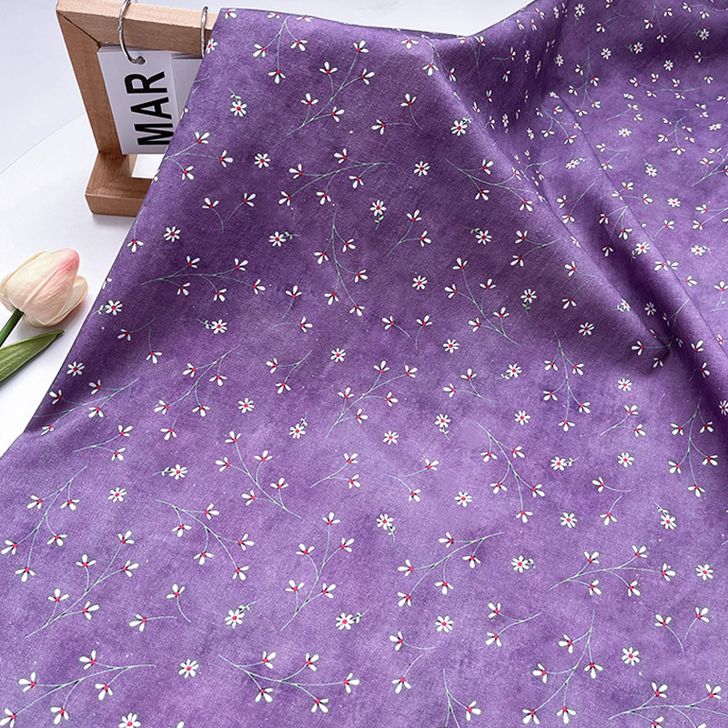 Cotton 20-Count Digital Printing Purple Flower Kidsren's Shirt Han Dynasty New Chinoiserie Clothing Fabric 1.0m Price