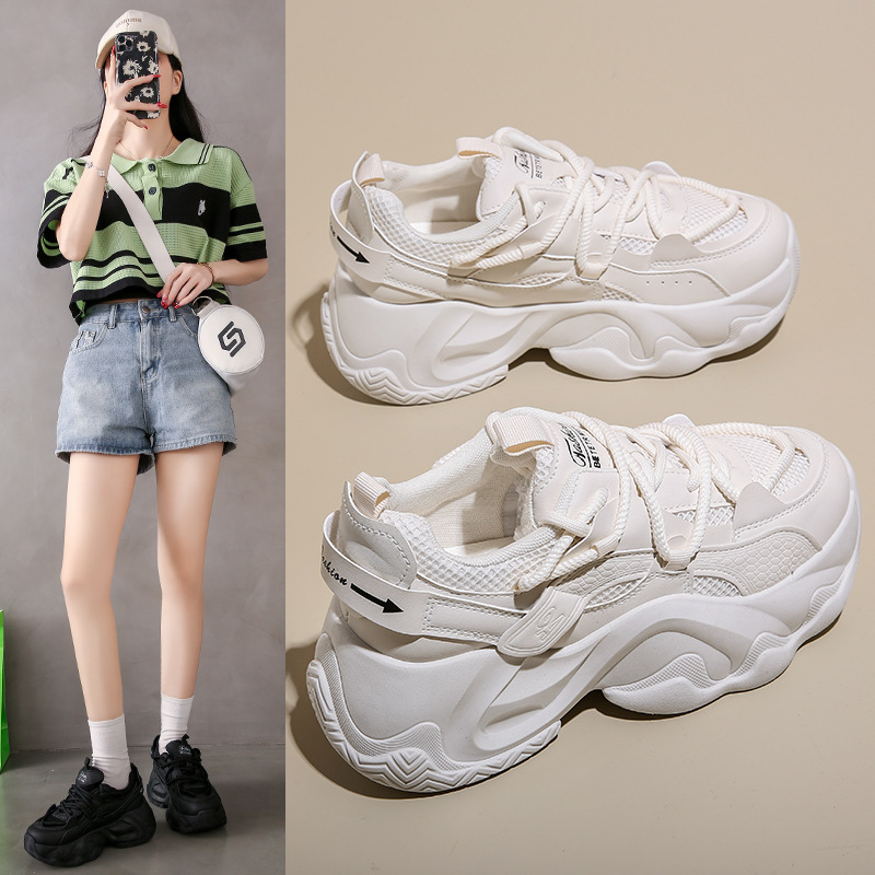 Ins Korean Style New Torre Shoes Women's 2024 Summer Sports Running Casual Shoes for Students Thick Sole High-heeled Shoes for FB3306-1