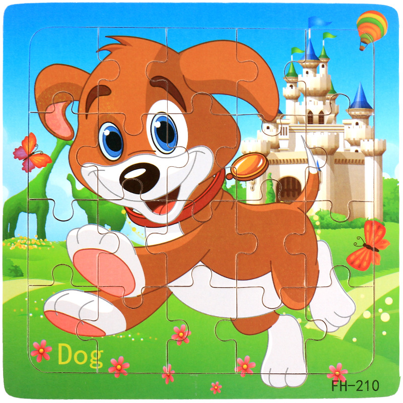Picture of 20 Pieces of Wooden Kidsren's Intellectual Toys, Wooden Puzzles, Cartoon Animals, Street Stall Toys, Factory Direct Supply