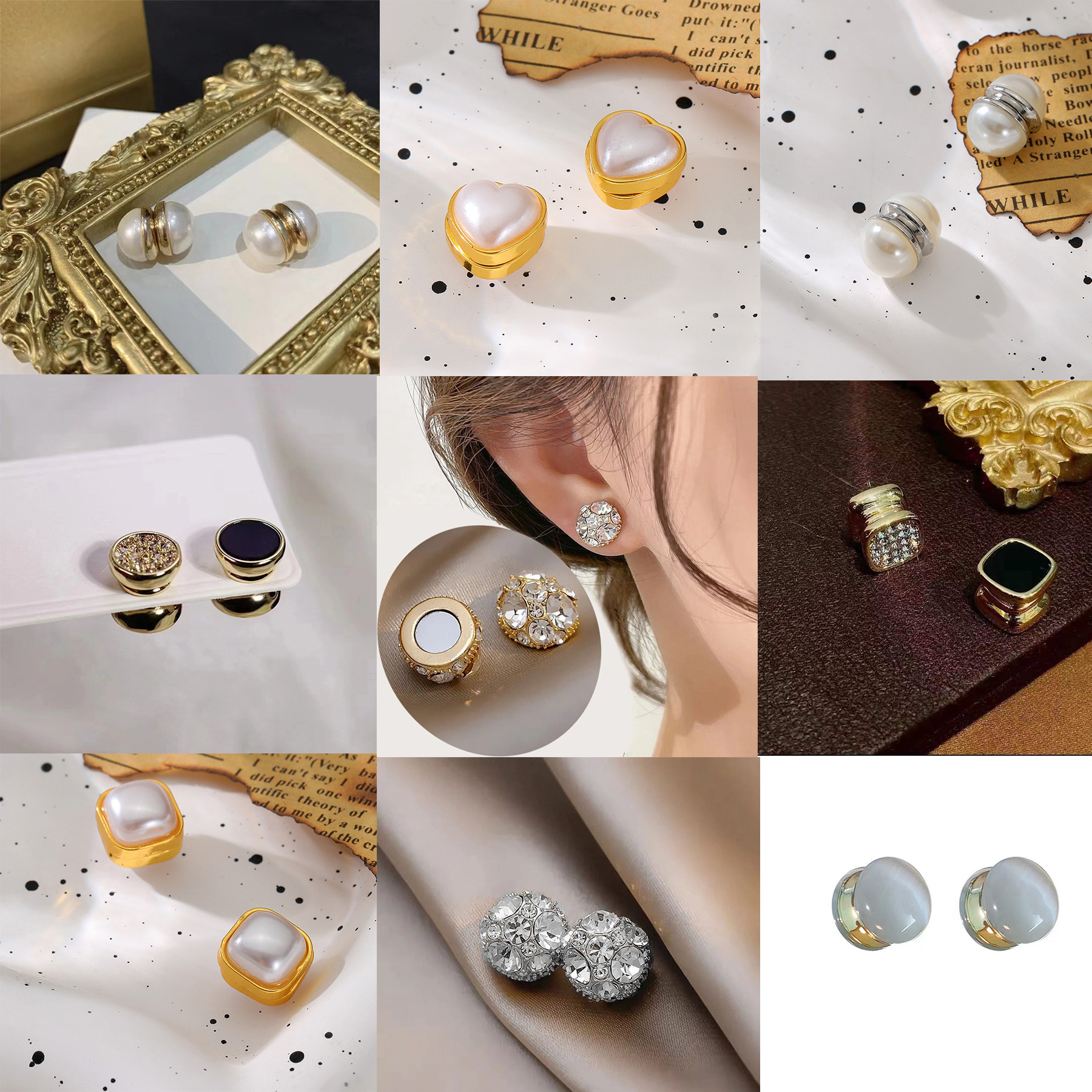 Yunjin Magnetic Pearl Ear Clip Earrings Summer New Arrival Earrings Wearless Earrings Iron Suction Pearl Earrings Earrings Earrings