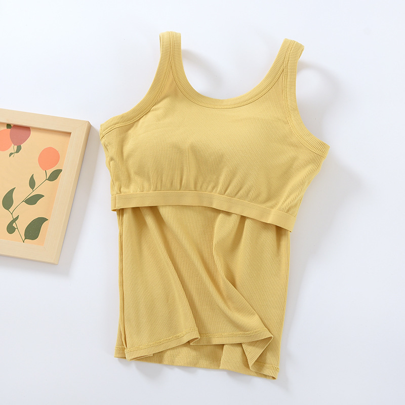 Picture of Vest with Chest Pad Sling Wide Shoulder Strap Base Cup Bra One-piece Underwear Long Top Anti-slip Sleeveless Women