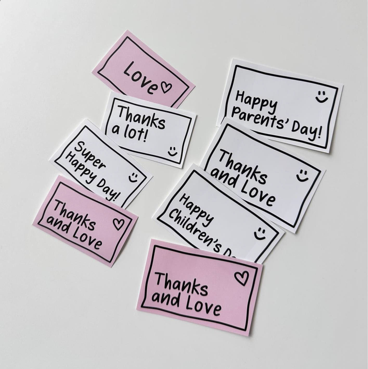 Picture of 30 simple black and white Pink ins style rectangular greeting cards happy birthday Thank you bouquet cards