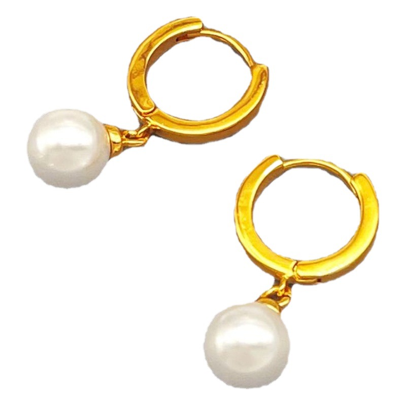 French Entry Luxury Simple Commuting Pearl Ear Buckle Elegant Design Sense Fashion Exquisite Earrings Earrings