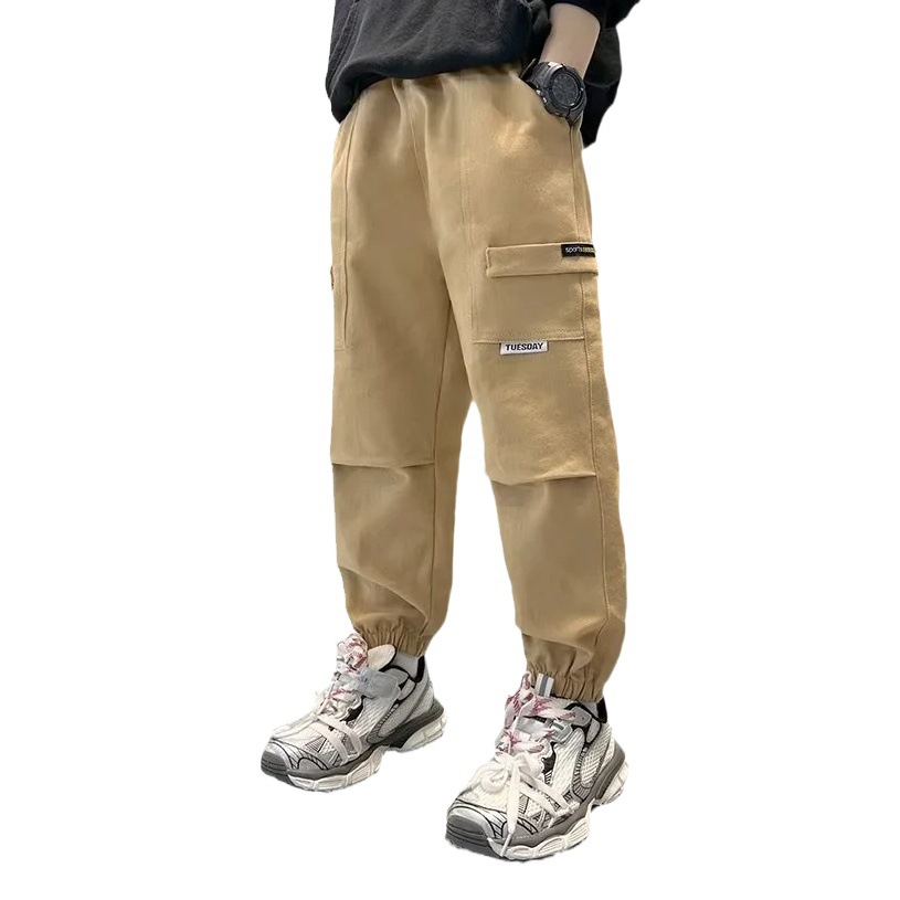 Children's Pants Boys Casual Pants Boys Summer 2024 New Mid-Large Children's Anti-mosquito Pants Summer Tencel Crane Pants