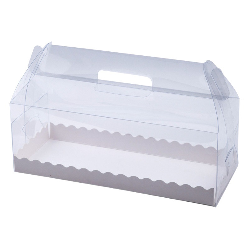 Portable Transparent Cake Box Japanese Swiss Roll Rectangular Packaging Box Internet Red Dream Dragon Roll Hug Roll West Point Box