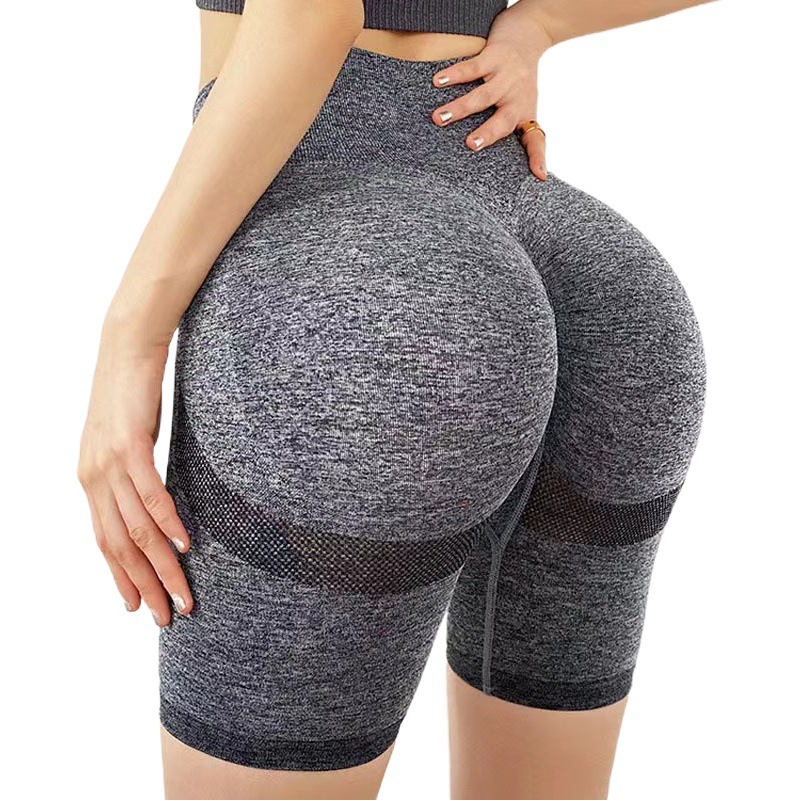 Picture of Yoga Shorts Cross-border Smiley Fitness Five-point High Waist Breathable Elastic Peach Hip Tight Quick-drying Yoga Pants for Women