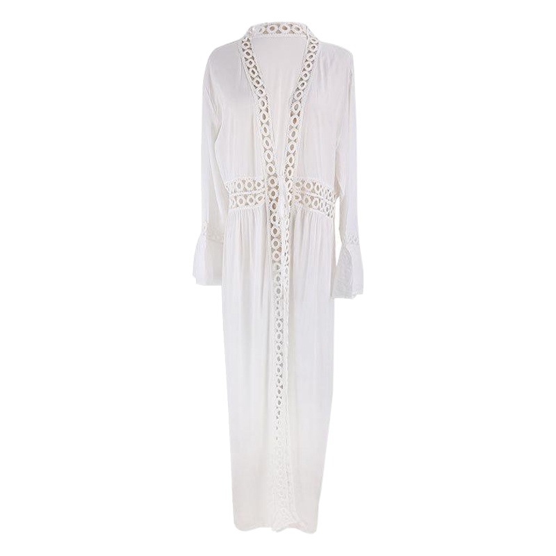Picture of Seaside Holiday Bikini Blouse Loose Long Beach Dress Man Cotton Outer Sun Protection Hot Spring Swimsuit Shawl Cardigan