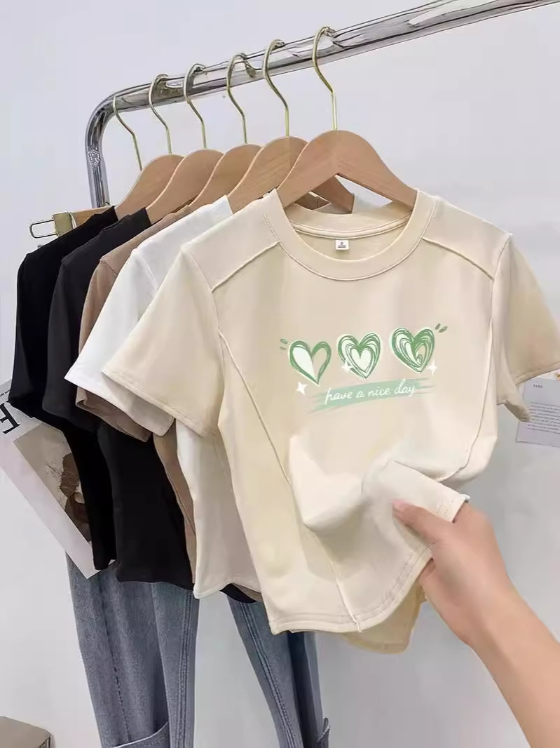 plus size 200 Jin chubby girl Short Sleeve T-shirt Women's Summer New Loose Slim Shoulder T-shirt Belly Hide Meat Top Clothes
