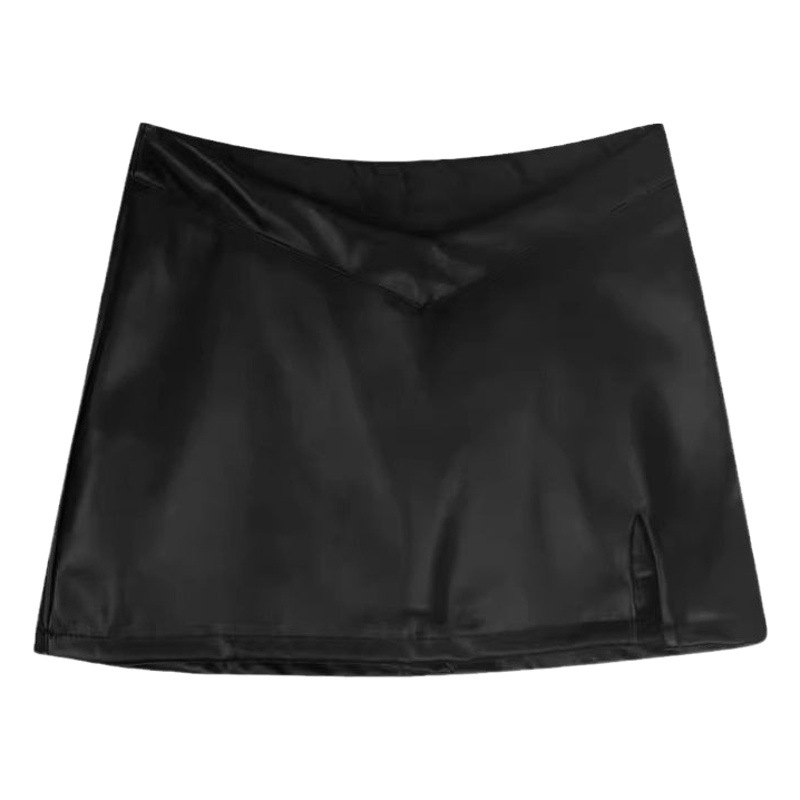 Irregular small leather skirt women's skirt 2023 autumn and winter New High waist slimming A- line skirt hip PU leather skirt