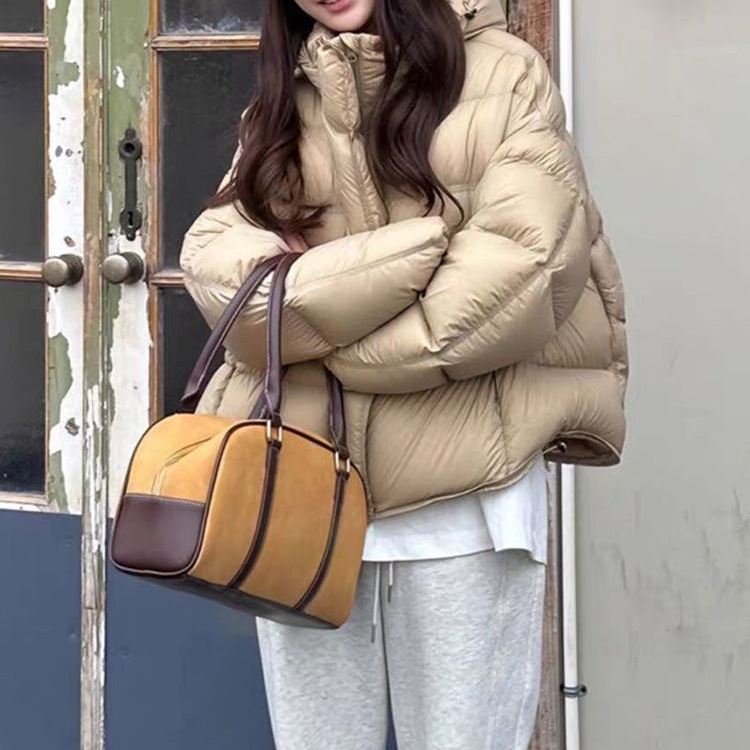 Picture of Super Nice Cotton Outwear for Women Milk Tea Color Short Bread Outwear for Small People 2025 New Fashion Hooded Cotton Outwear Trendy