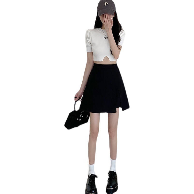 Small High Waist A- Line Skirt Women's Summer Thin 2022 New Cross Slimming Hip Short Skirt Trendy