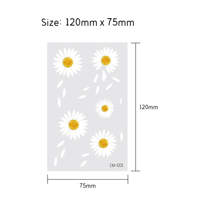 New Waterproof Sweat-proof Flower Tattoo Sticker Small Fresh Daisy Women's Face Arm Temporary Tattoo Sticker