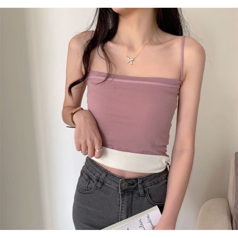 Picture of 1806 Autumn and Winter Solid Color Sling Warm Vest with Velvet Thickened Autumn Clothes Seamless Slim Fit Muscle Base Clothes Base Warm Inner