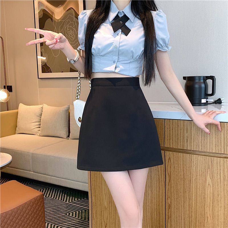 Skirt 2024 Spring and Summer New Short Skirt Slimming All-match A- line Skirt High Waist Hip Skirt Women's Four Seasons Wearing