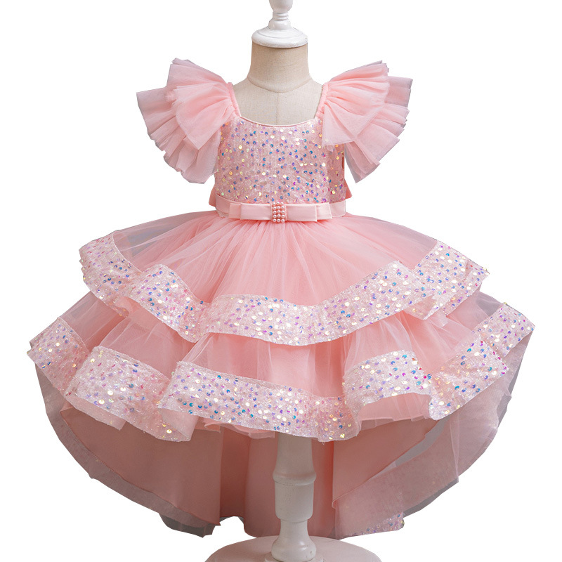 Picture of Cross-border Children's Princess Dress Sequin Trailing Dress Summer Dress European and American Girls Birthday Dinner Piano Performance dress